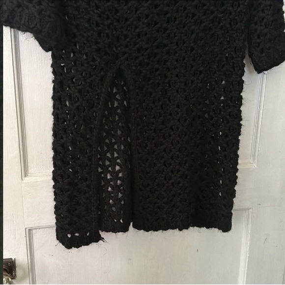 Gracia Crochet Open Knit Beachy Short Sleeve Sweater Swimsuit Bikini Coverup - Picture 3 of 6